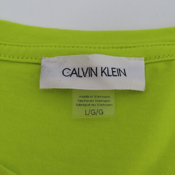 Calvin Klein Womens Large Yellow Green White Rhinestone Bling Tee T Shirt Dress - Picture 9 of 14